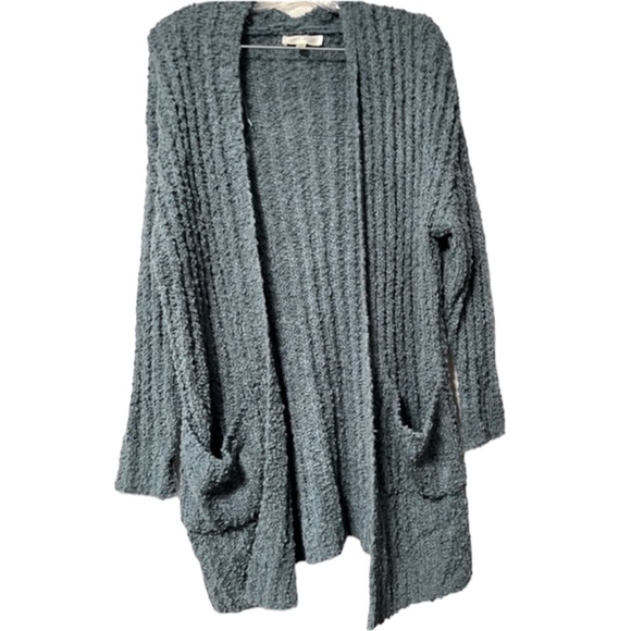 Reborn J Sweaters - REBORN J - Open Front Cardigan Sage Green Pockets Size Small